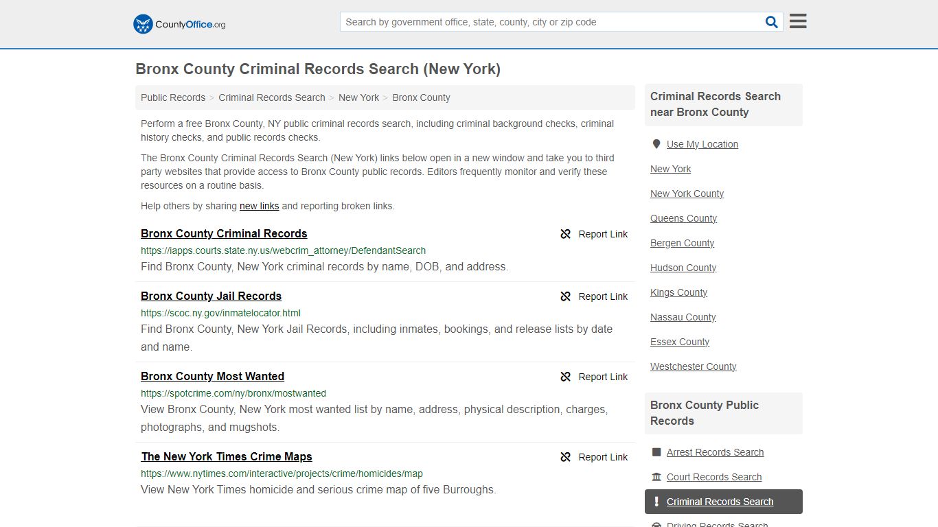 Bronx County Criminal Records Search (New York) - County Office